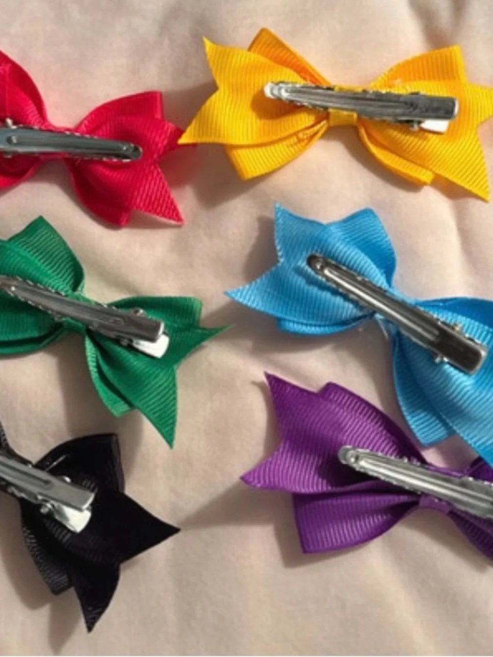 Colorful Ribbon Hair Bow Clips for Girls - Pack of 6